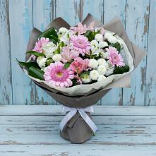 Букет цветов из:  Герберы, Альстромерии и Хризантемы в Трехгорку