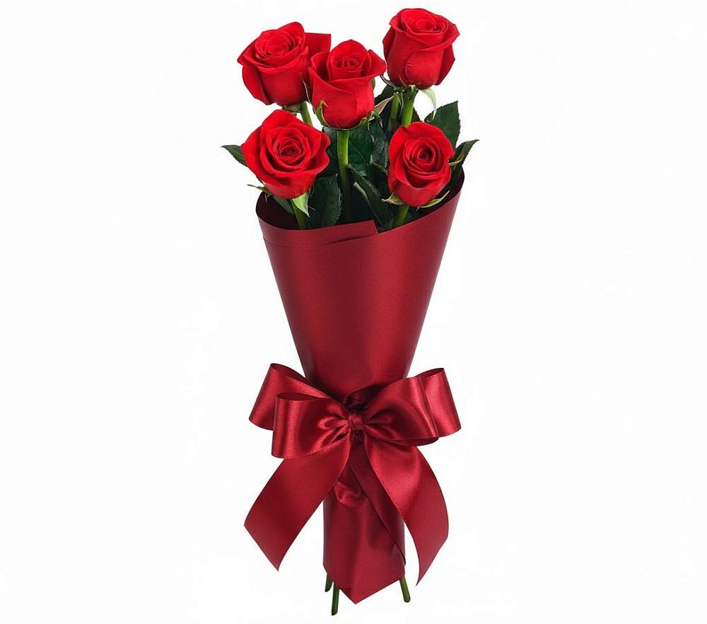 Букет 5 Красных роз Эдлесс Лав в Трехгорку