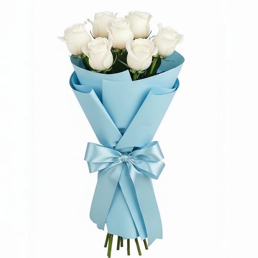 Букет 7 белых роз Проуд в Трехгорку