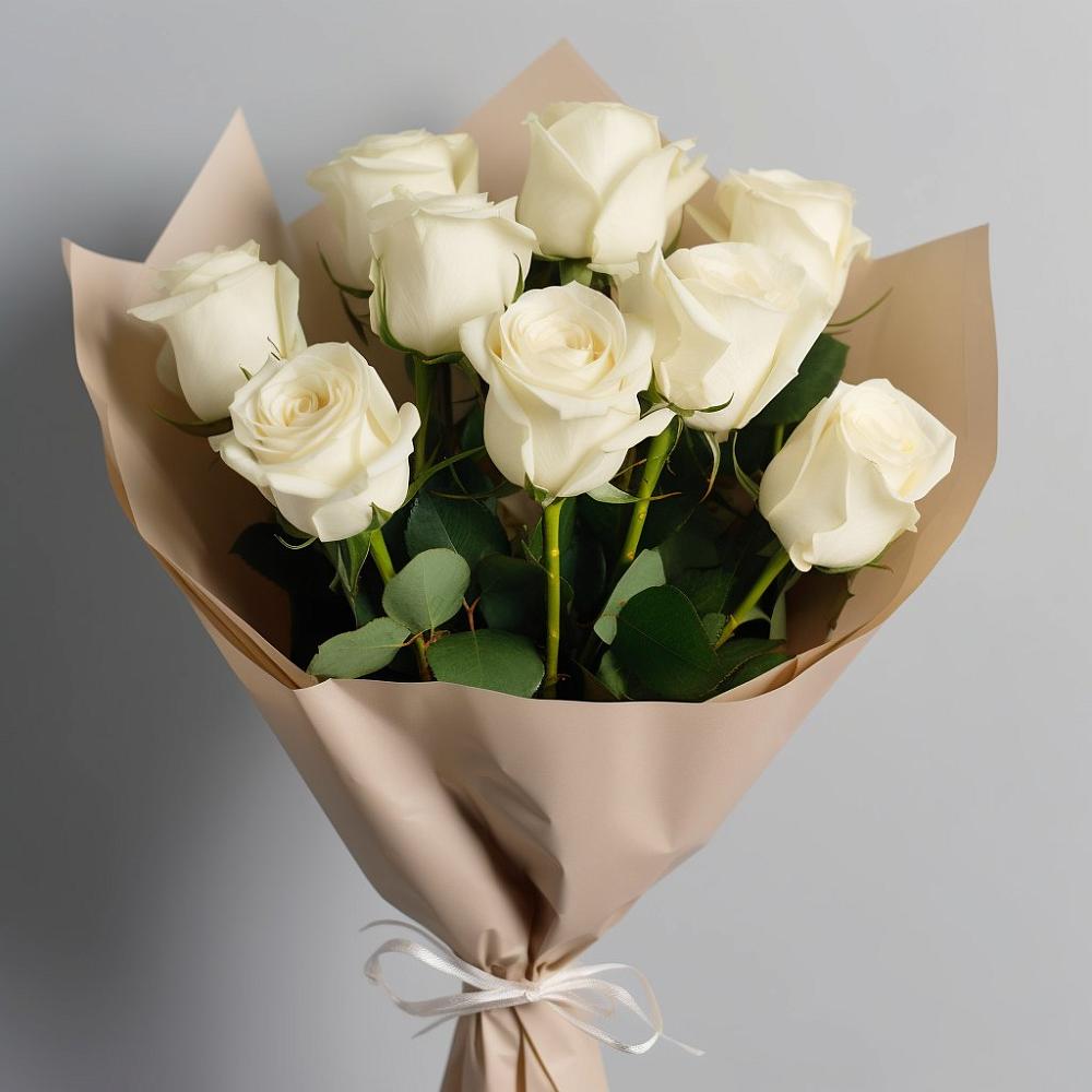 Букет 9 Белых роз Эдлесс Лав в Трехгорку