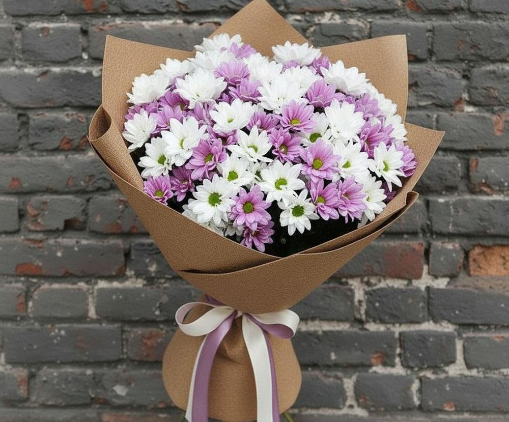 Букет цветов из: Хризантемы в Трехгорку