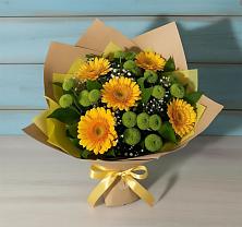 Букет цветов из:  Герберы и Хризантемы в Трехгорку
