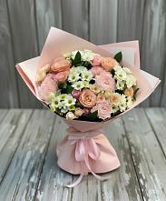 Букет цветов из:  Гвоздики, Розы и Хризантемы в Трехгорку