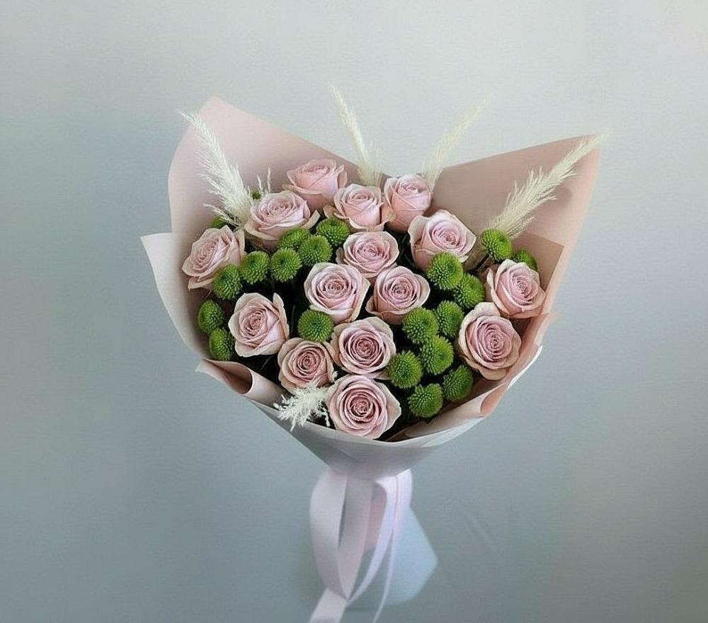 Букет цветов из: Розы и Хризантемы в Трехгорку